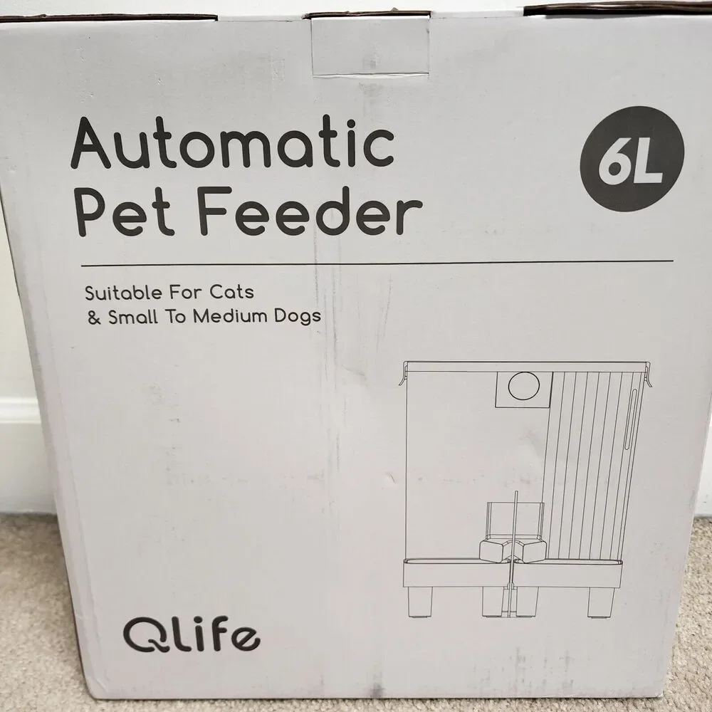 QLife 3L Automatic Pet Feeder Cats Small to Medium Dogs White Programmable